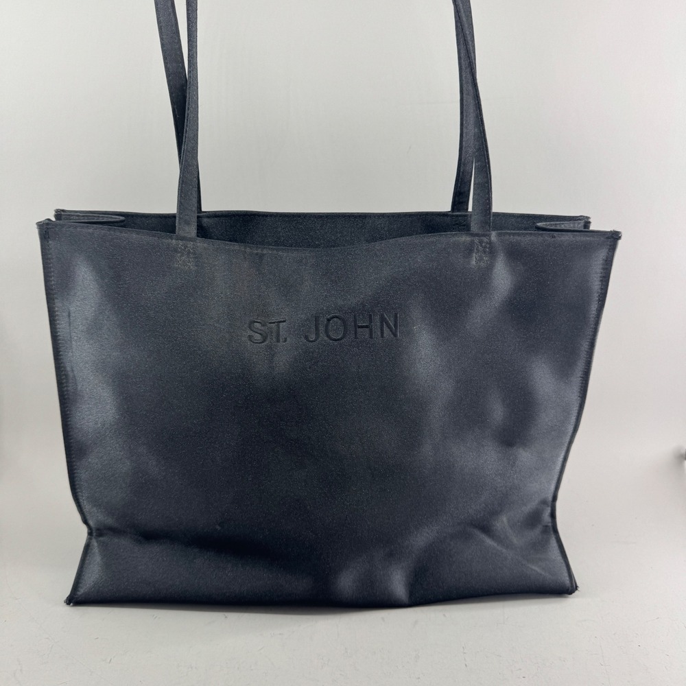 St John Black Tote Bag Embossed Logo Fragrance GWP Shoulder Bag Satin Finish